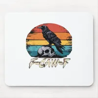 Crow, Retro F-Caw-F Bird Crow Funny Crow Bird Cawi Mouse Pad