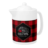 Wild Wonderful Christmas Red Buffalo Plaid ID604 Teapot