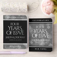 Elegant 4th Linen Wedding Anniversary Celebration Foil Vow Books