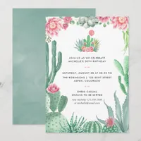Watercolor Succulents Birthday Party Invitation