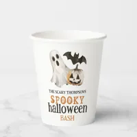 Pumpkin Ghost Bat Name Spooky Halloween Bash  Paper Cups