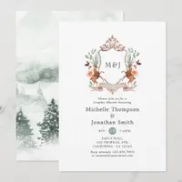Woodland Laurel Crest Monogram Couples Shower Invitation