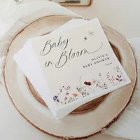 Boho Wildflower & Bees Baby Shower Floral Napkins