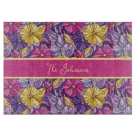 Stained Glass Abstract Purple Yellow Pink Cutting Board