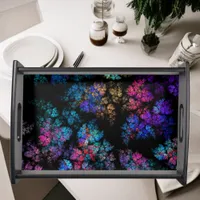 Modern fractal pattern on black  serving tray