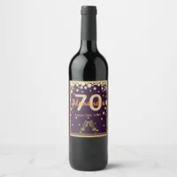 70th birthday party on purple gold diamonds wine label