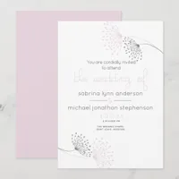 Minimal Chic Pale Pink and Charcoal  Flowers Invitation