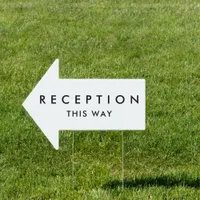 Simple Reception This Way Wedding White Arrow Sign
