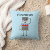 Personalized Robot Themed   Throw Pillow