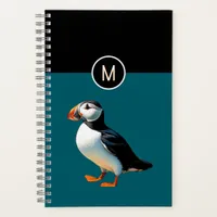 Atlantic Puffin Sea Bird Wildlife Nature Monogram Notebook