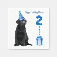 2nd Birthday Puppy Theme- Cute Dog Blue Boy Pawty Napkins
