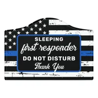 Thin Blue Line Police Sleeping Night Worker  Door  Door Sign