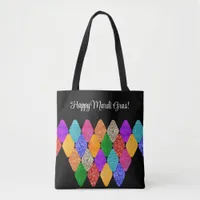 Modern Arlequin Pattern Sparkly Mardi Gras Custom  Tote Bag