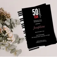 Fun Red & Black 50 Something and Fabulous  Invitation