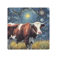 A Bull in The Starry Night Metal Print