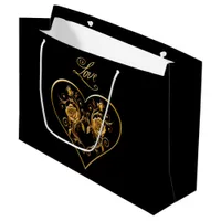 Dramatic and Elegant Gold Rose  Large Gift Bag