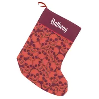 Gothic Red Skulls Patterned Halloween Small Christmas Stocking