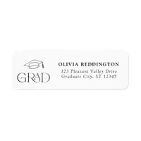 Modern Typography Grad Cap Return Address Label