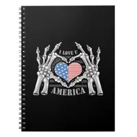 America Skull Skeleton Hand Artwork Editable Layer Notebook