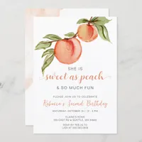 Sweet as Peach Girl Birthday Invitation