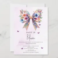 Baby in Bloom Wildflowers Bow Girl Baby Shower Invitation