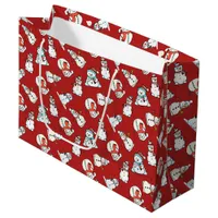 Christmas Snowman Pattern - Red Large Gift Bag