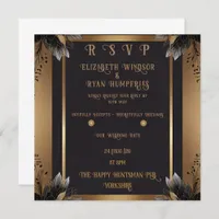  Elegant Floral Wedding Invitation Gold & Silver 