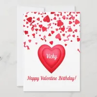 Valentine Birthday Confetti Hearts Customized Card