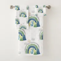 Watercolor Rainbow Pattern Bath Towel Set