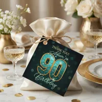 Teal and Gold Agate 90th Birthday Thank You Favor Tags