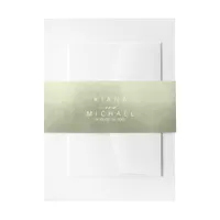Watercolor Gradient Wedding Sage Green ID786 Invitation Belly Band