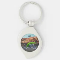 Funny Monogram Gecko Motorcycle Retirement Keychain