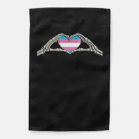 Bone Hands Heart Transgender Goth Minimal Style Garden Flag