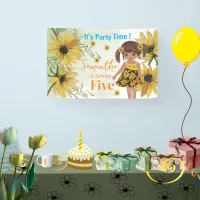 Sunflower Watercolor Fifth Girl Birthday Banner