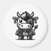 Whimsigoth Cyborg Cow Vintage Art Design Classic Magnet