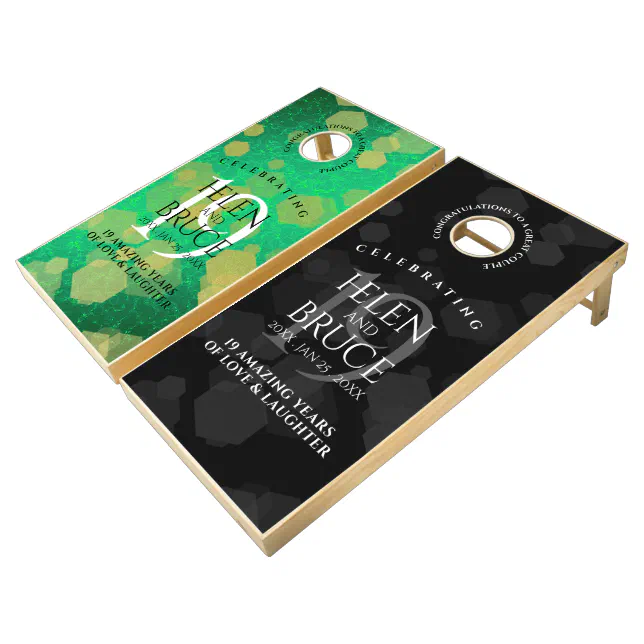 Elegant 19th Jade Wedding Anniversary Celebration Cornhole Set