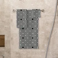 Black and White Geometric Pattern in Op Art Style Bath Towel Set