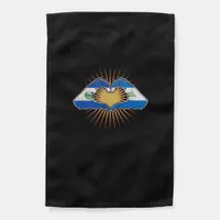 El Salvador And Nicaragua Heart Hands Minimal Garden Flag