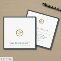 Simple Luxury Compass Logo Square Business Card