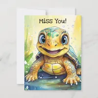 Cute "Miss You" Turtle Themed Postcard