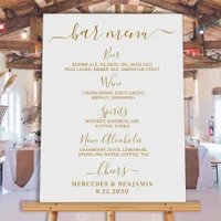 Elegant Wedding Bar Gold Personalized Drink Menu  Foam Board
