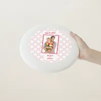 Wed Couple Photo Names Date Diamond Pattern White Wham-O Frisbee