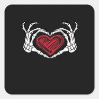 Heart Hands Skeleton Square Sticker