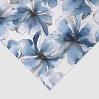 Abstract Blue & White Watercolor Flowers Tissue Paper