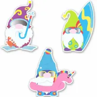 Gnomes on Summer Vacation Funny Sticker