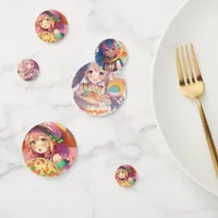 Girl's Birthday Pizza Party Anime Themed Confetti