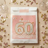 Elegant Blush Pink Pearl And Gold 60th Birthday Favor Bag