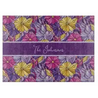 Stained Glass Abstract Purple Yellow Pink Cutting Board