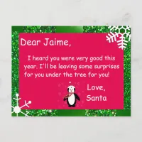 Christmas Postcard from Santa to a child