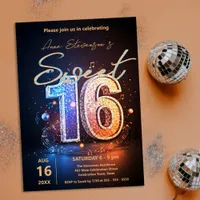 Sparkling Disco Sweet 16 Birthday Celebration Invitation